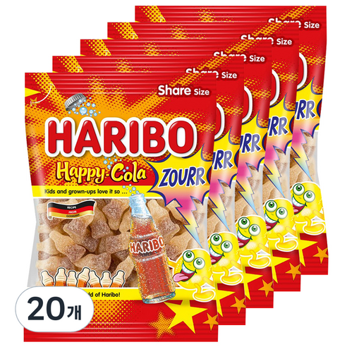 하리보 해피콜라 사우어 젤리, 200g, 20개