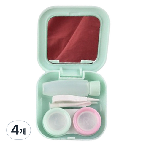헬씨닷 깔끔 사각 칼라 렌즈통, 민트, 4개