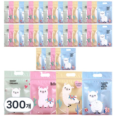 미미파티 감성 귀여운 구디백 손잡이 지퍼백 포장 봉투, 헬로우라마, 300개
