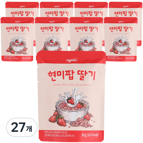 오그래 현미팝 딸기, 30g, 27개