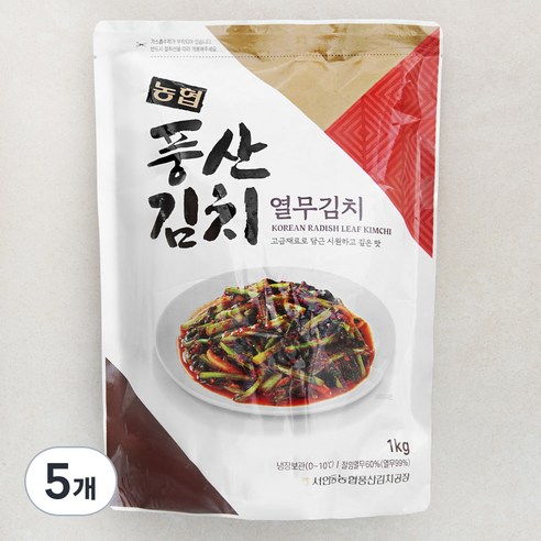 농협 전통식품 인증 풍산 열무김치, 1kg, 5개