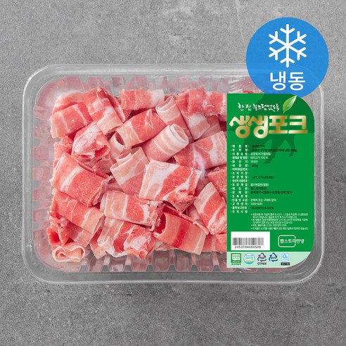 생생포크 한돈 무항생제 대패 삼겹살 구이용 (냉동), 800g, 1개