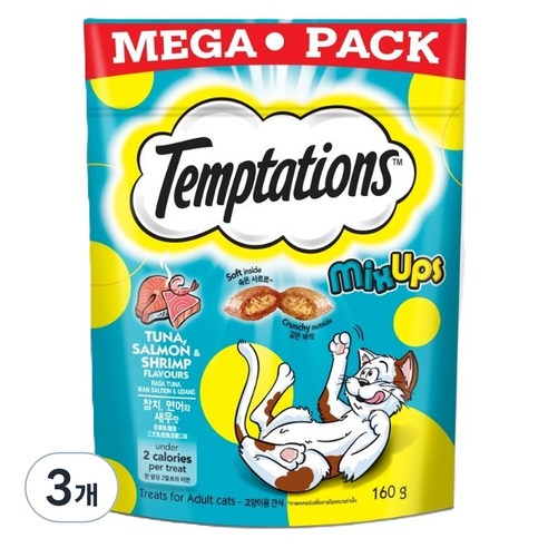 템테이션 고양이 믹스업, 혼합맛(참치/연어/새우), 75g, 3개