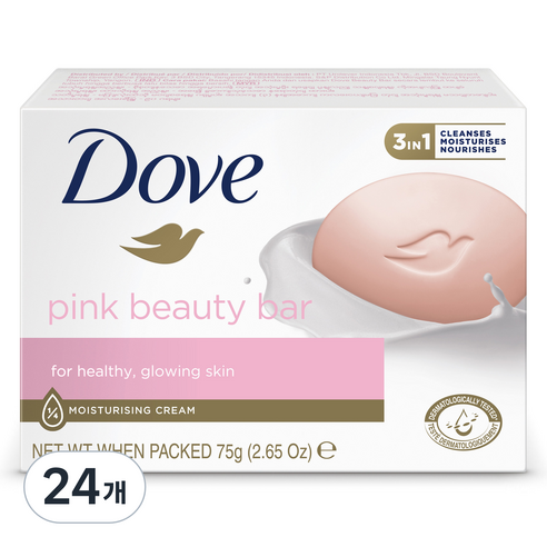 도브 핑크 뷰티 바 비누, 75g, 24개