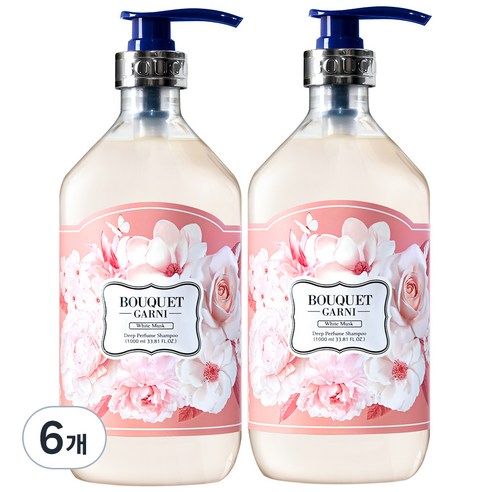 부케가르니 딥퍼퓸 샴푸 화이트머스크향, 1000ml, 6개