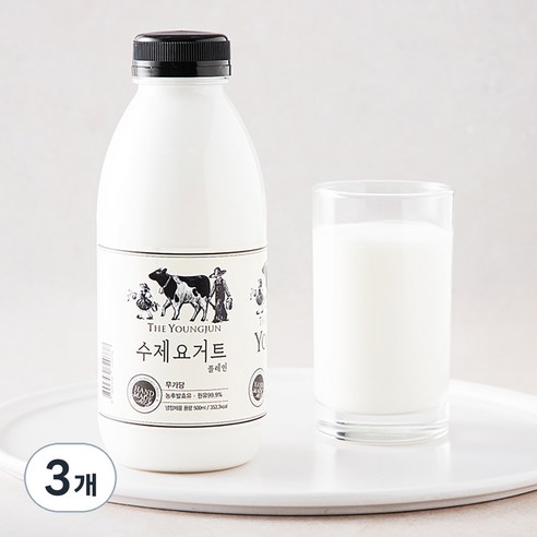 영준목장 수제 요거트 무가당 플레인, 500ml, 1개입, 3개