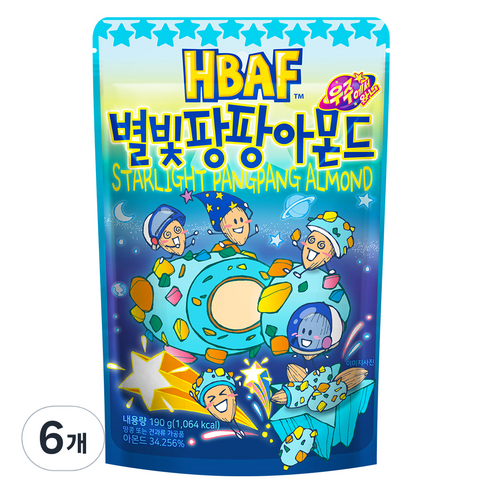 바프 별빛팡팡 아몬드, 190g, 6개