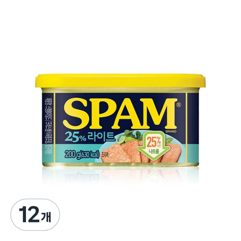스팸 25% 라이트 햄통조림, 200g, 12개
