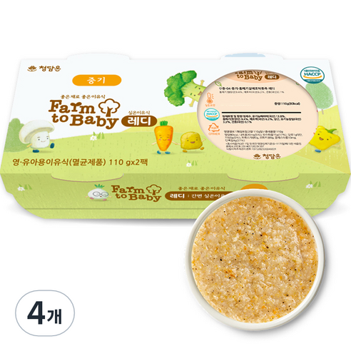 팜투베이비 레디 실온이유식 중기 홍메기살애호박톳죽, 220g, 4개