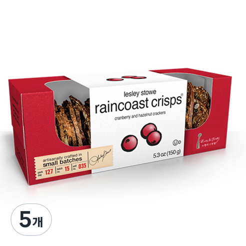 레인코스트 크리스프 크랜베리 앤 헤이즐넛, 150g, 5개
