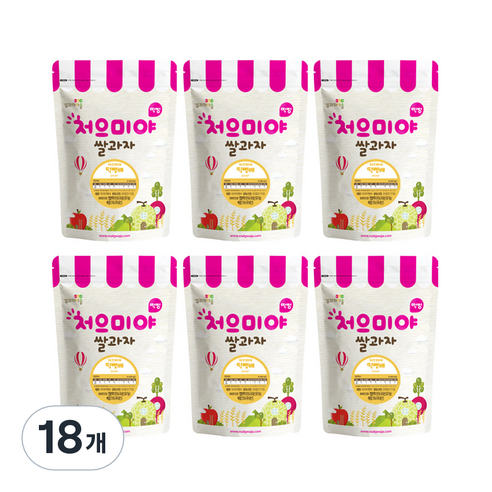 쌀과자마을 처으미야 떡뻥 과자, 배, 40g, 18개