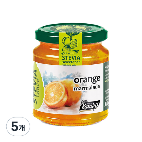 캔딜라스 스테비아 오렌지 마멀레이드잼, 370g, 5개