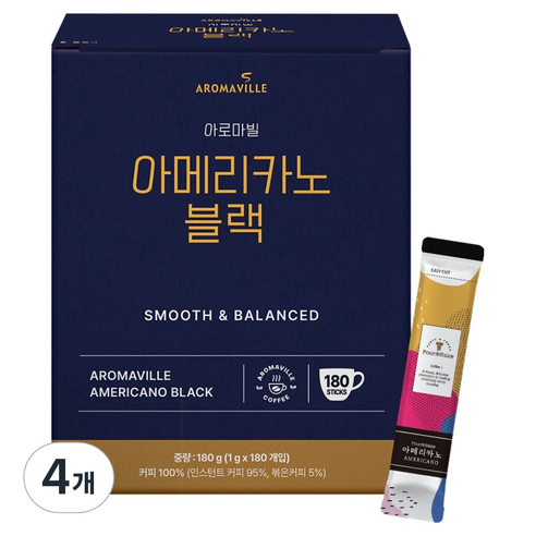 아로마빌 아메리카노 블랙, 1g, 180개입, 4개