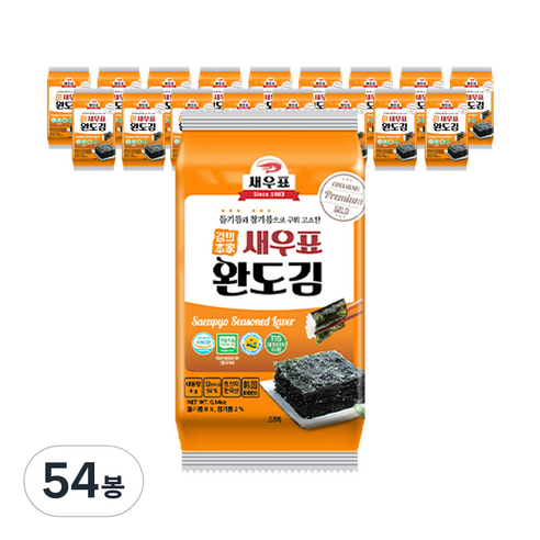 새우표 완도 프리미엄 도시락김, 4g, 54개