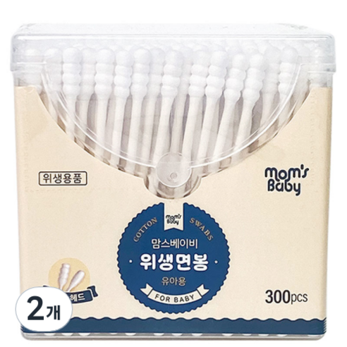 맘스베이비 위생면봉 유아용, 300개입, 2개
