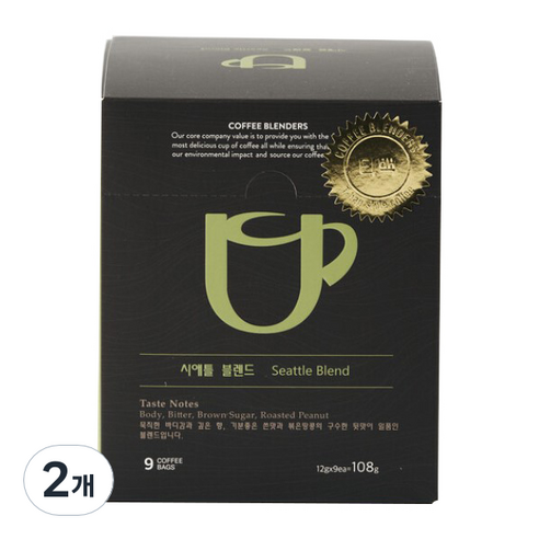 커피블렌더스 시애틀 블렌드 드립백커피, 12g, 9개입, 2개