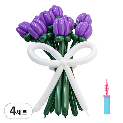 인블룸 DIY 풍선 꽃다발 만들기 세트, 바이올렛그린, 4세트
