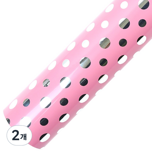 코코플러스 더블도트 롤 포장지 37.5cm x 17m, 핑크, 2개