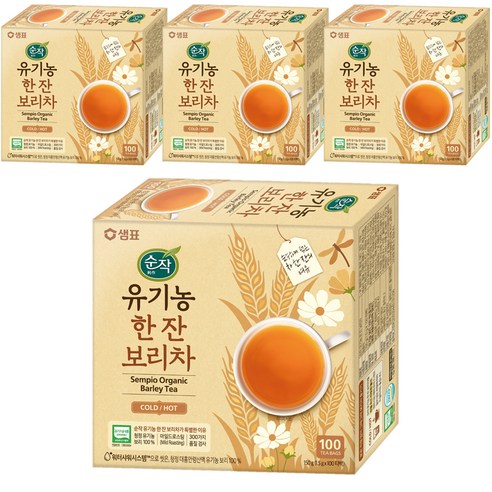 순작 유기농 한 잔 보리차, 1.5g, 100개입, 4개