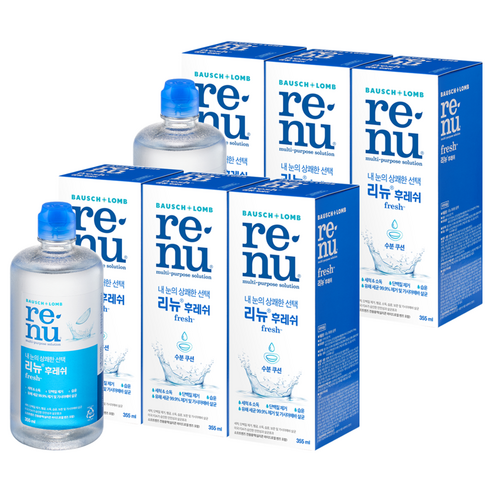 리뉴 후레쉬 렌즈 보존액 + 렌즈케이스 3p, 355ml, 6개
