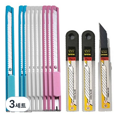 다다 SK5 블랙 고강도 커터 스팉 커터 10p + SK5 칼날 30p, 랜덤발송, 3세트
