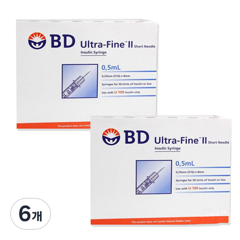벡톤디킨슨 울트라파인 2 인슐린 주사기 31g 8mm 0.5ml, 6개, 100개입