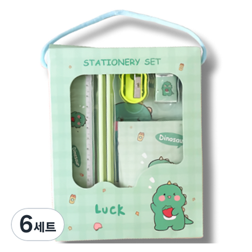 꼬까 학용품 캐릭터 문구세트, 그린, 6세트