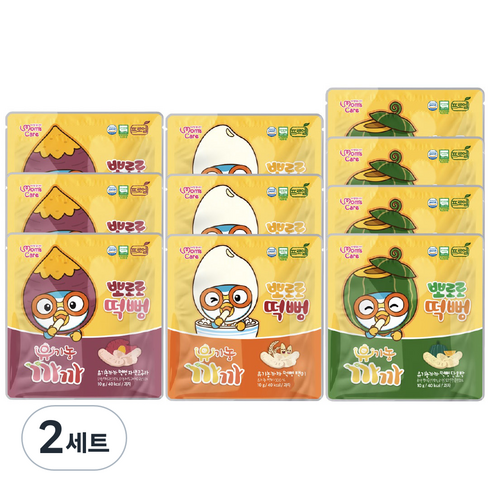 까까 뽀로로 떡뻥 아기과자 단호박 4p + 자색고구마 3p + 백미 3p 세트, 단호박, 자색고구마, 백미, 2세트