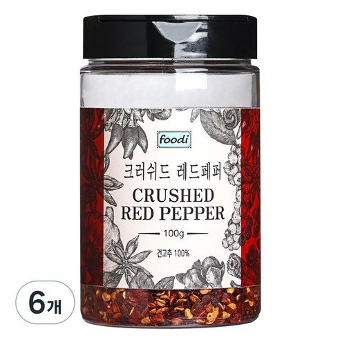 foodi 크러쉬드 레드페퍼, 100g, 6개