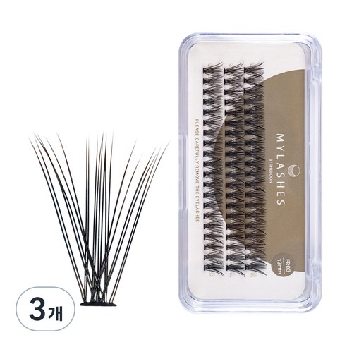 더분 부분 속눈썹 FR-03 12mm, 혼합색상, 3개