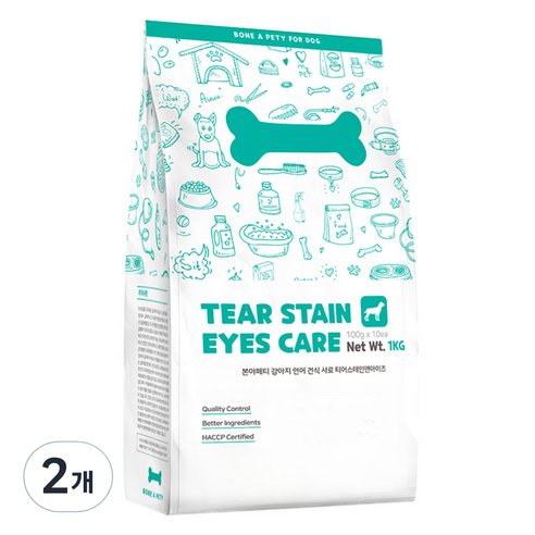 본아페티 전연령 강아지 무방부제 티어스테인앤아이즈 건식사료, 연어, 1kg, 2개