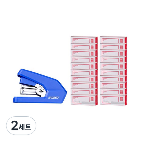 델리 메탈 미니 스테이플러 10호침 E027R + 전용 10호침 E0010N 1000개입 x 20p 세트, 블루(스테이플러), 2세트