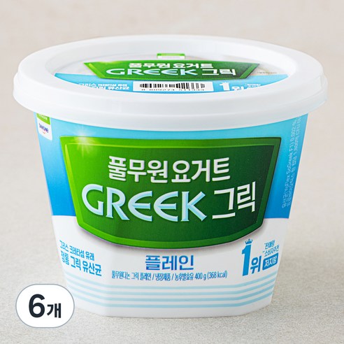 풀무원다논 그릭 플레인, 400g, 1개입, 6개