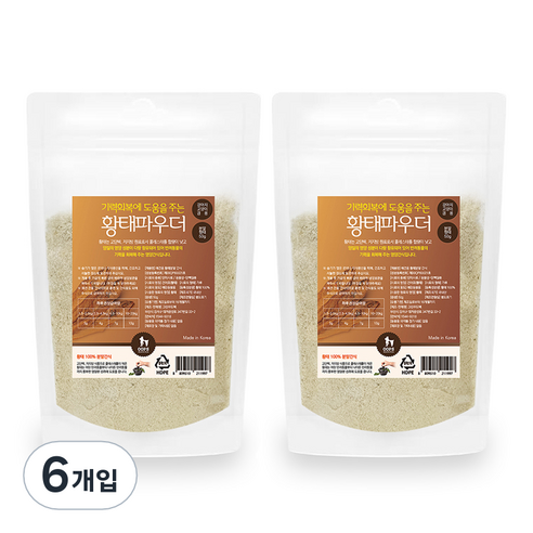 웁스 강아지 황태 파우더 영양제, 활력, 50g, 6개