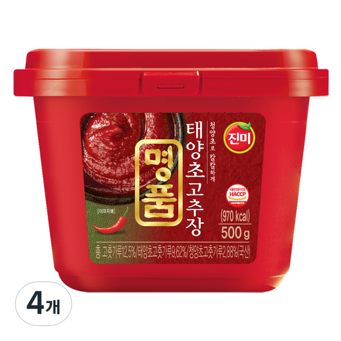 진미 명품 태양초 고추장, 500g, 4개