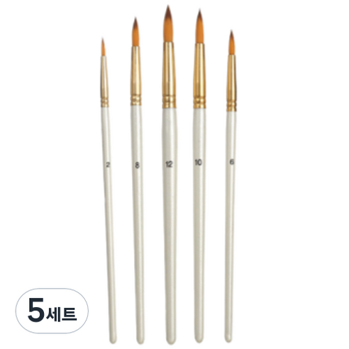 아베른 아티스트 수채 유화 붓 세트 A, 2, 6, 8, 10, 12호, 5세트