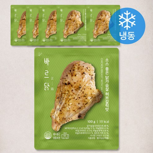 바르닭 소스 품은 닭가슴살 허브갈릭맛 (냉동), 100g, 6개