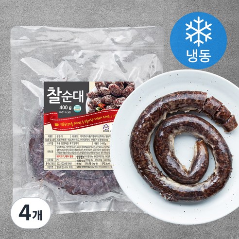 자연에찬 찰순대 (냉동), 4개, 400g