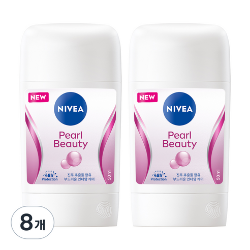 니베아 펄 앤 뷰티 데오드란트 스틱, 50ml, 8개
