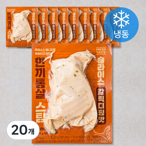 한끼통살 스팀 슬라이스 갈릭디핑맛 닭가슴살 (냉동), 100g, 1개입, 20개