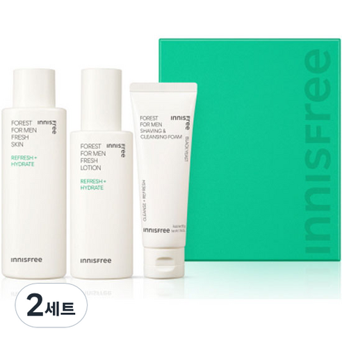 이니스프리 포레스트 포맨 프레시 스킨케어 스킨 180ml + 로션 140ml + 쉐이빙 앤 클렌징 품 50g 세트, 2세트