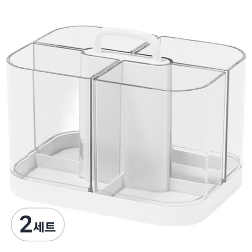 데일블룸 다용도 데스크 연필꽂이 정리함 세트, 화이트, 2세트