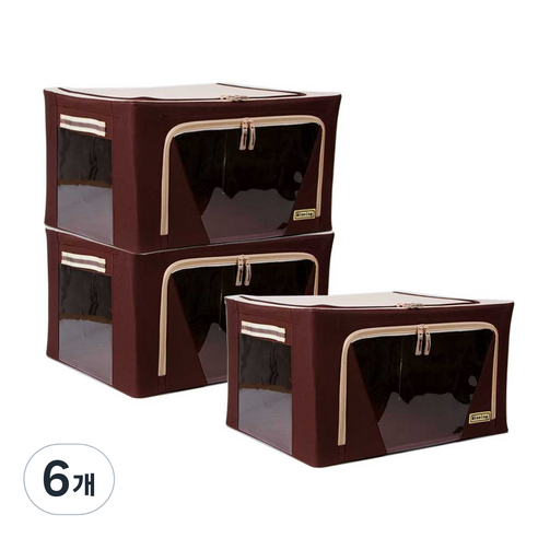 마이닝 모던 리빙박스 66L, 브라운, 6개