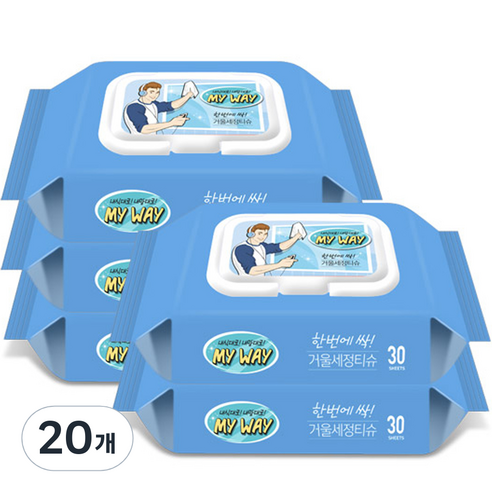올마이웨이 거울세정 티슈 캡형, 110g, 20개