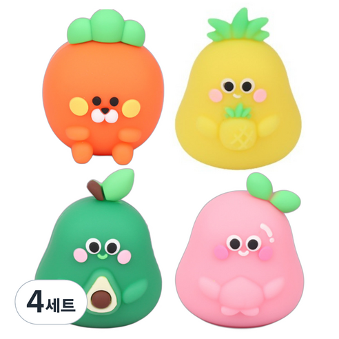 블랙트리 귀여운 과일 휴대용 연필깎이 4종 세트, 오렌지, 옐로우, 그린, 핑크, 4세트