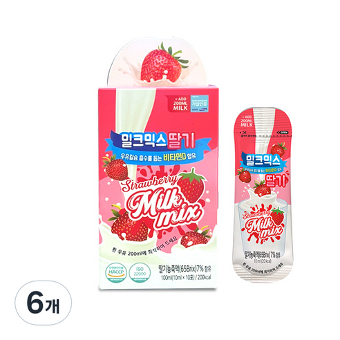 밀크믹스 어린이 비타민D 딸기맛 10p, 6개, 100ml