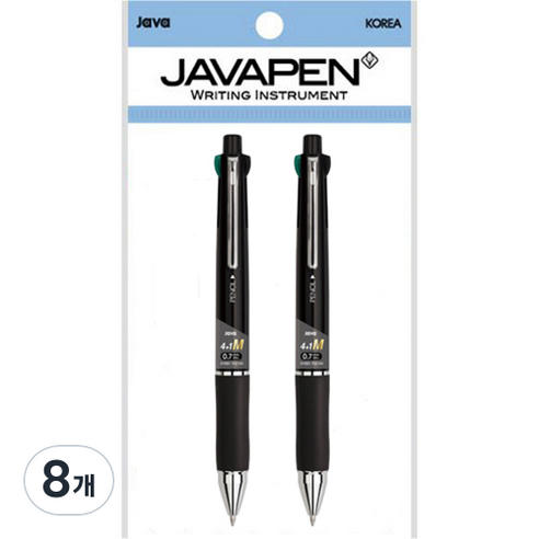 자바펜 제트4+1M 멀티펜 0.7mm, 메탈블랙, 8개
