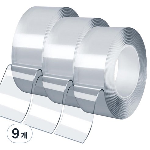 엔더 초강력 아크릴 폼 나노 실리콘 클리어 겔 양면 테이프 30mm x 5m, 투명, 9개