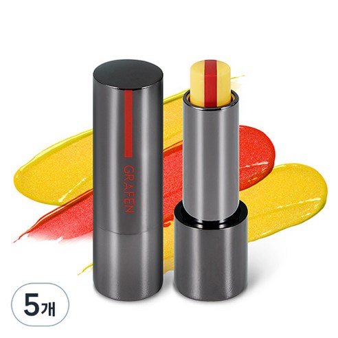 그라펜 립 센스 남성 립밤 3.9g, 혼합 색상, 5개
