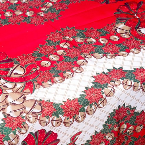 마켓감성 크리스마스 홈파티 데코 식탁보, 벨, W 180cm x H 150cm